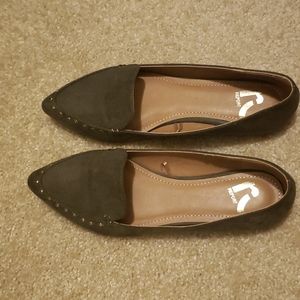 Military Green Pointy Loafers